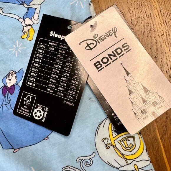 BONDS X DISNEY CINDERELLA Pajamas Girls 5 5T NEW Summer Sleep Set NWT HTF Girl - Picture 11 of 11